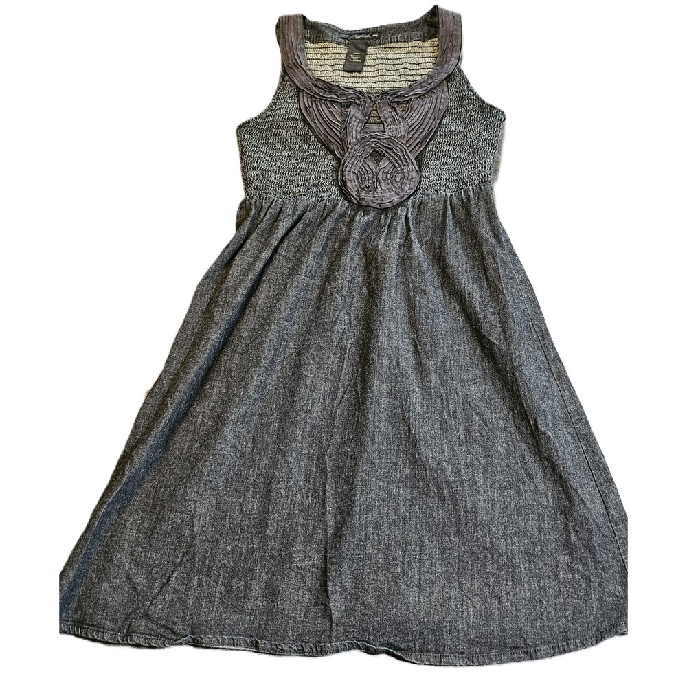 Calvin Klein Denim Jeans Dress SZ S Smocked Boho,Coastal,Preppy,Casual